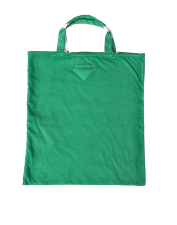 Prada Green Jersey Fabric Logo Shoulder Shopping Tote Shopping Bag