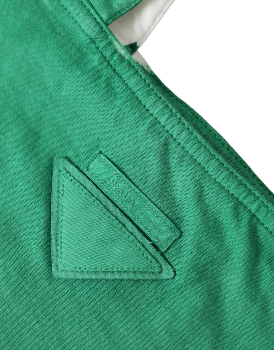 Prada Green Jersey Fabric Logo Shoulder Shopping Tote Shopping Bag