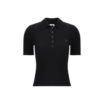 Courrèges Black Viscose Polo Shirt