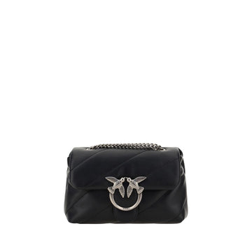 PINKO Black Calf Leather Bos Taurus Shoulder Bag