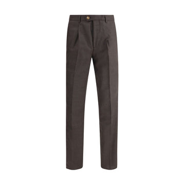 Brunello Cucinelli Brown Fleece Wool Casual Pants