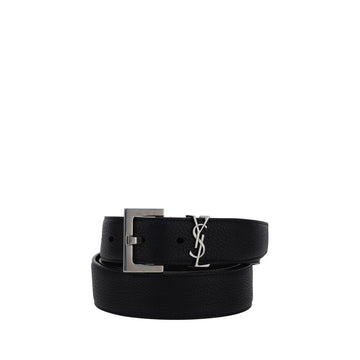 Saint Laurent Black Calf Leather Bos Taurus Regular Belt