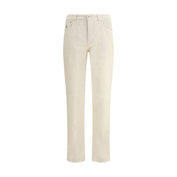 Brunello Cucinelli White Cotton Casual Pants