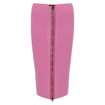 Tom Ford Pink Wool Midi Skirt