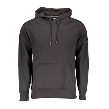 Calvin Klein Black Cotton Men Sweater with Central Pocket and Hood