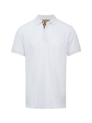Burberry White Cotton Collared Polo Shirt