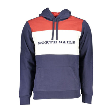 North Sails Blue Cotton Men Sweater with Hood