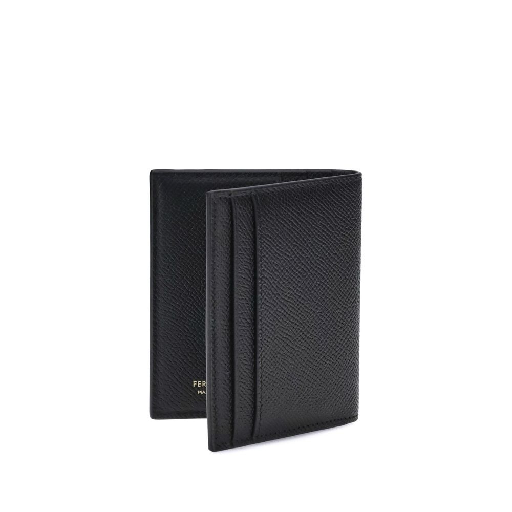 Ferragamo Black Calf Leather Bos Taurus Wallet