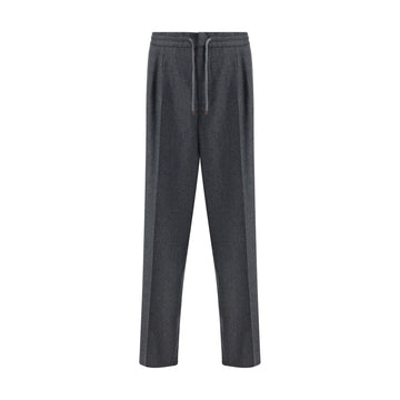 Brunello Cucinelli Gray Fleece Wool Casual Pants