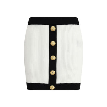 Balmain White Viscose Mini Skirt