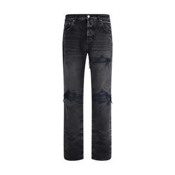 Amiri Black Cotton Straight-Leg Jeans