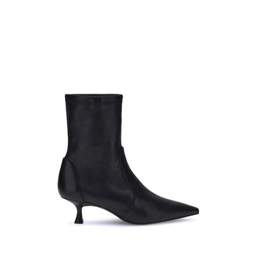Stuart Weitzman Black Calf Leather Bos Taurus Ankle Boots