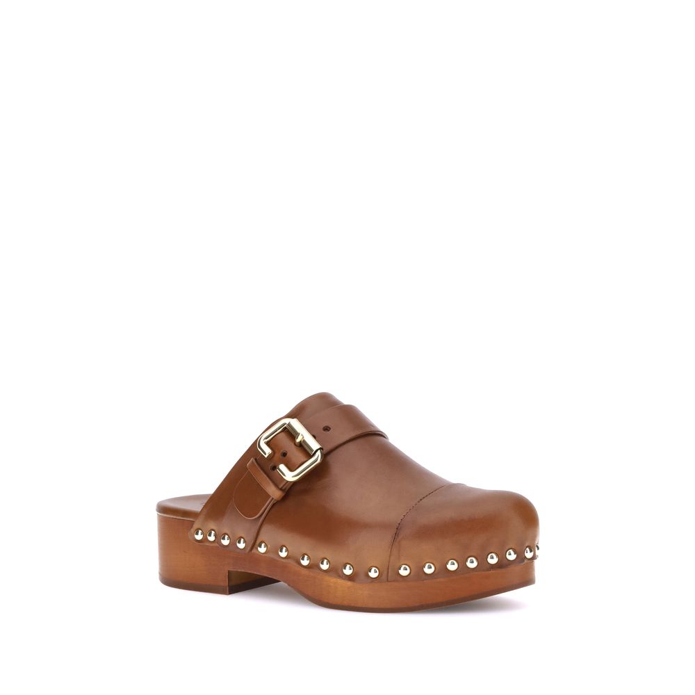 Chloé Brown Calf Leather Bos Taurus Clogs