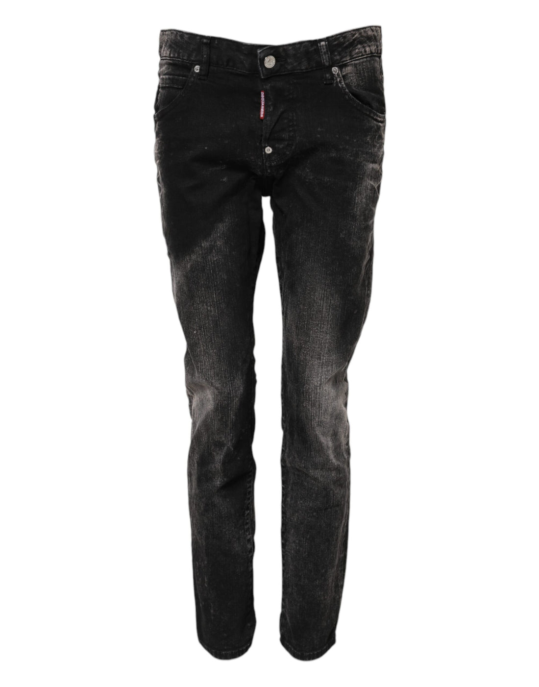 Dsquared² Black Washed Mid Waist Tapered Denim Jeans