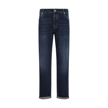Brunello Cucinelli Blue Cotton Straight-Leg Jeans