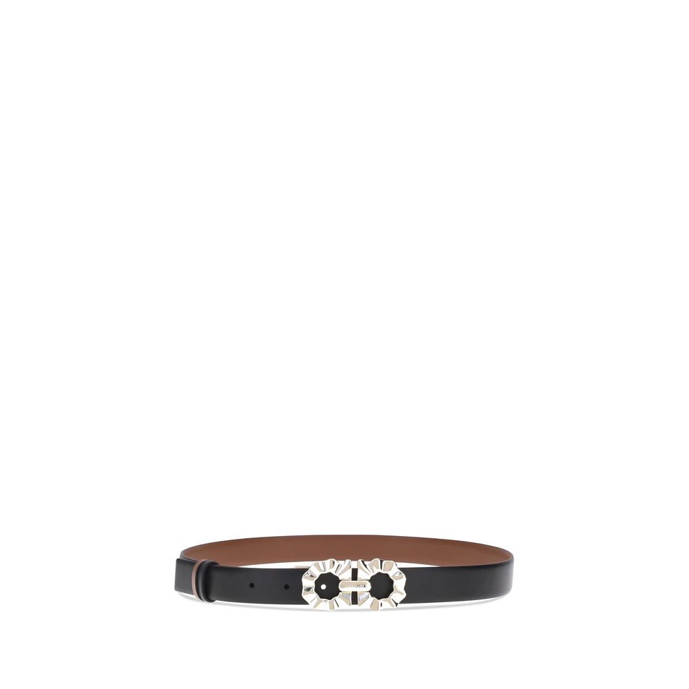 Ferragamo Black Calf Leather Bos Taurus Regular Belt