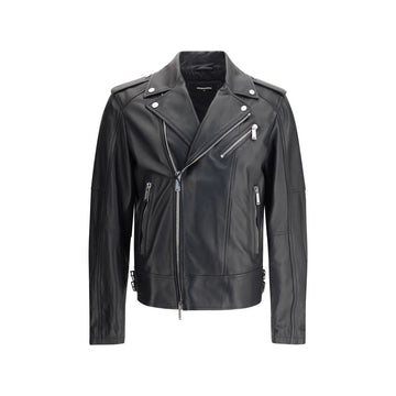Dsquared² Black Calf Leather Bos Taurus Biker Jacket