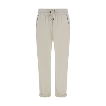 Brunello Cucinelli White Cotton Casual Pants