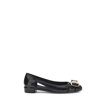 Ferragamo Black Rubber Ballet Flats