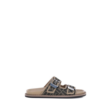 Fendi Brown Calf Leather Bos Taurus Sandals