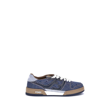 Fendi Blue Cotton Low Top Sneakers