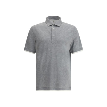 Brunello Cucinelli Gray Cotton Polo Shirt