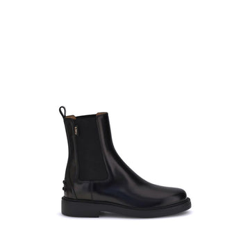 Tod's Black Calf Leather Bos Taurus Chelsea Boots