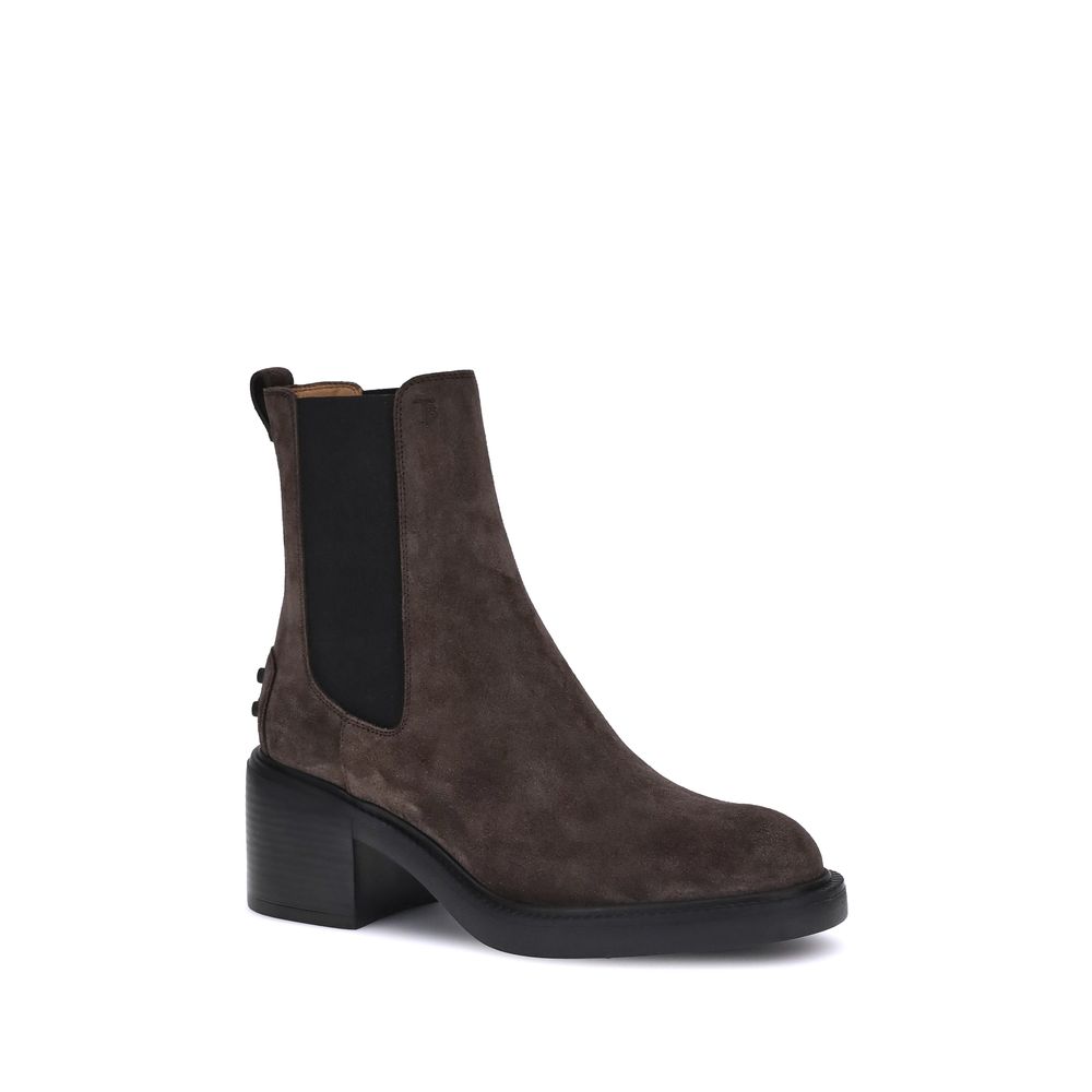 Tod's Brown Calf Leather Bos Taurus Ankle Boots