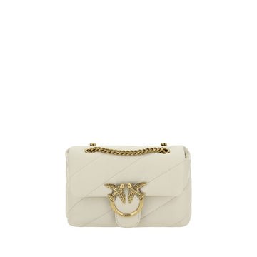PINKO White Calf Leather Bos Taurus Shoulder Bag