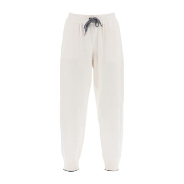 Brunello Cucinelli White Cashmere Athletic Pants