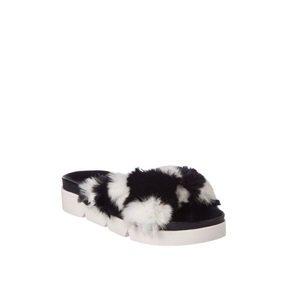 Stuart Weitzman Black Fur Slippers