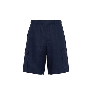 Prada Blue Linen Bermuda Shorts