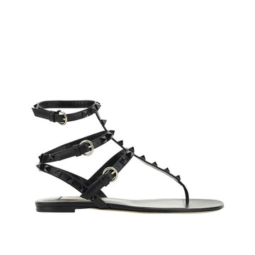 Valentino Garavani Black Calfskin Flat Sandals