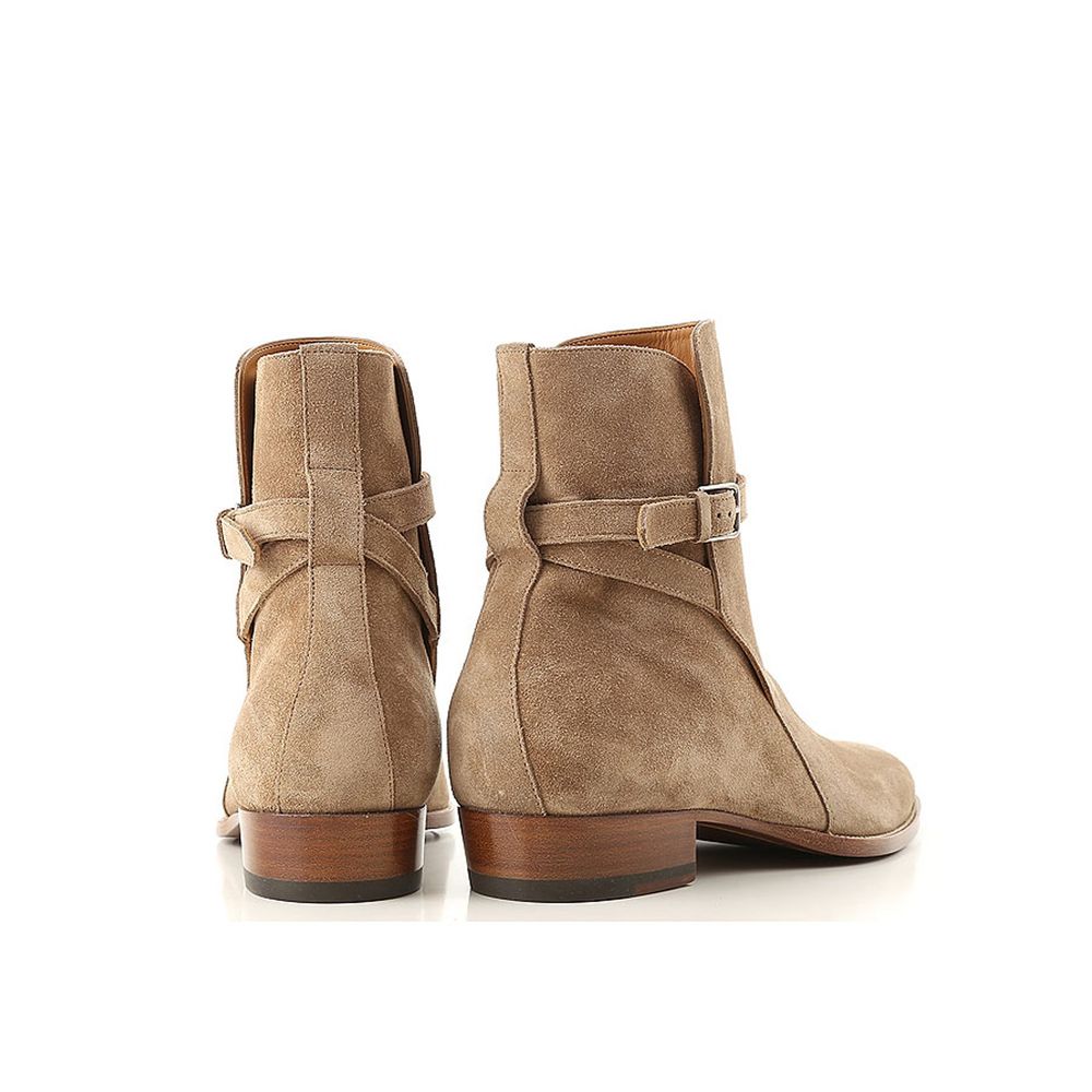 Saint Laurent Beige Calfskin Ankle Boots