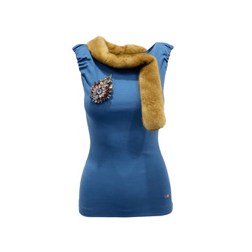 Dsquared² Mink Collar Sleeveless Top