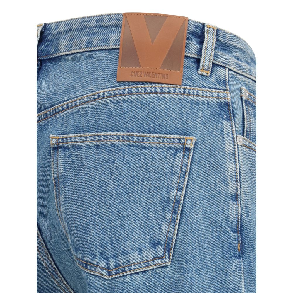 Valentino Blue Cotton Straight-Leg Jeans
