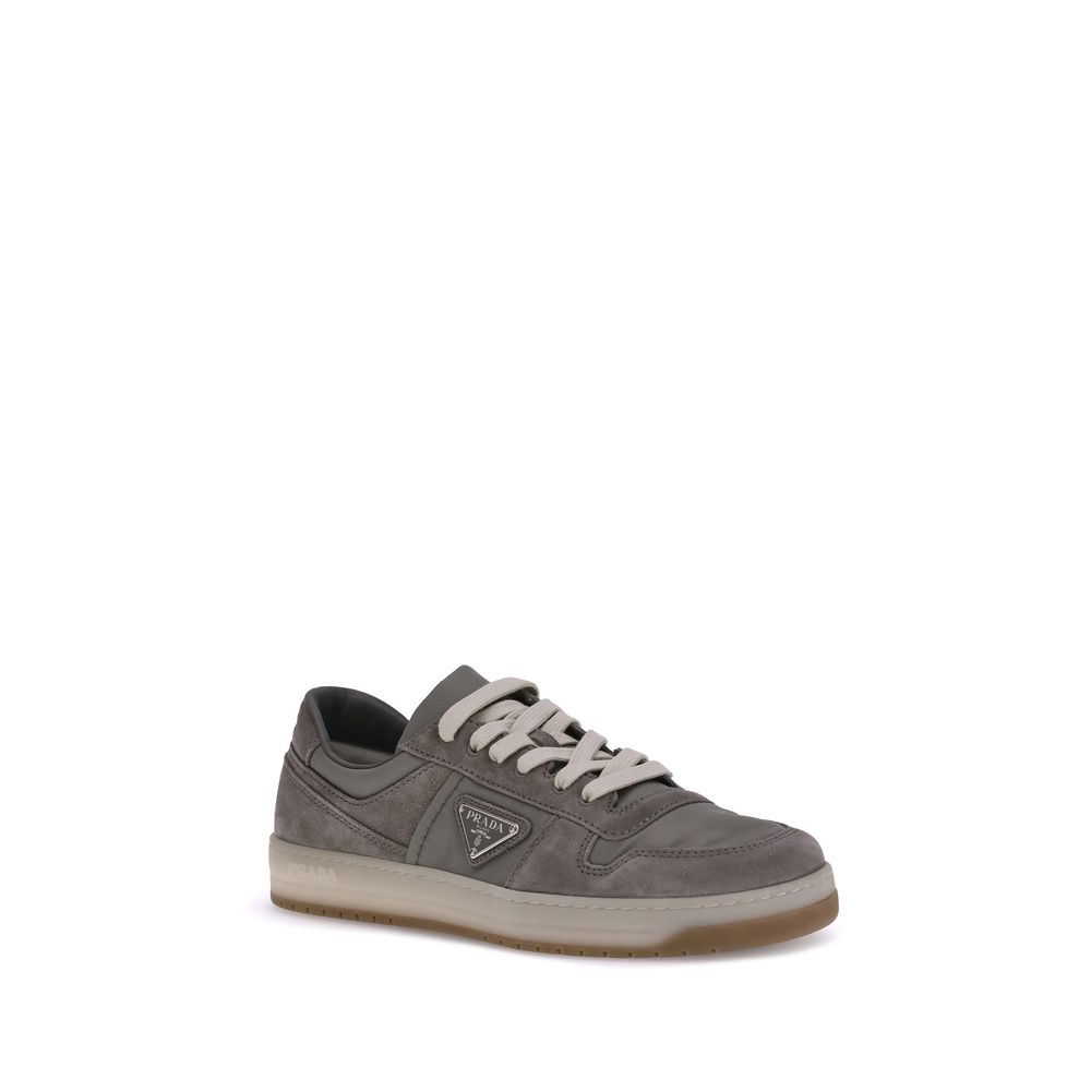 Prada Gray Calf Leather Bos Taurus Low Top Sneakers
