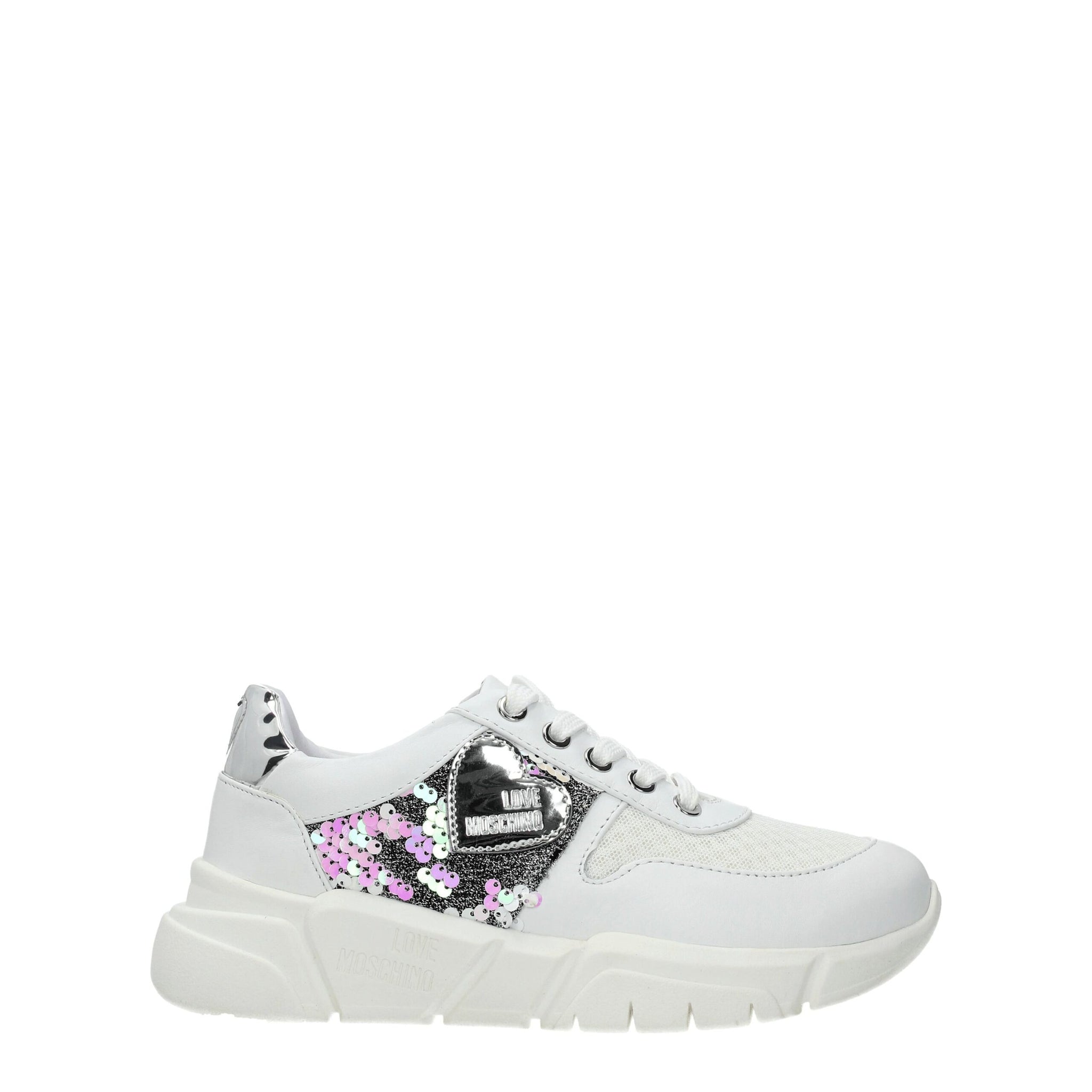 Love Moschino White Fabric Chunky Sneakers