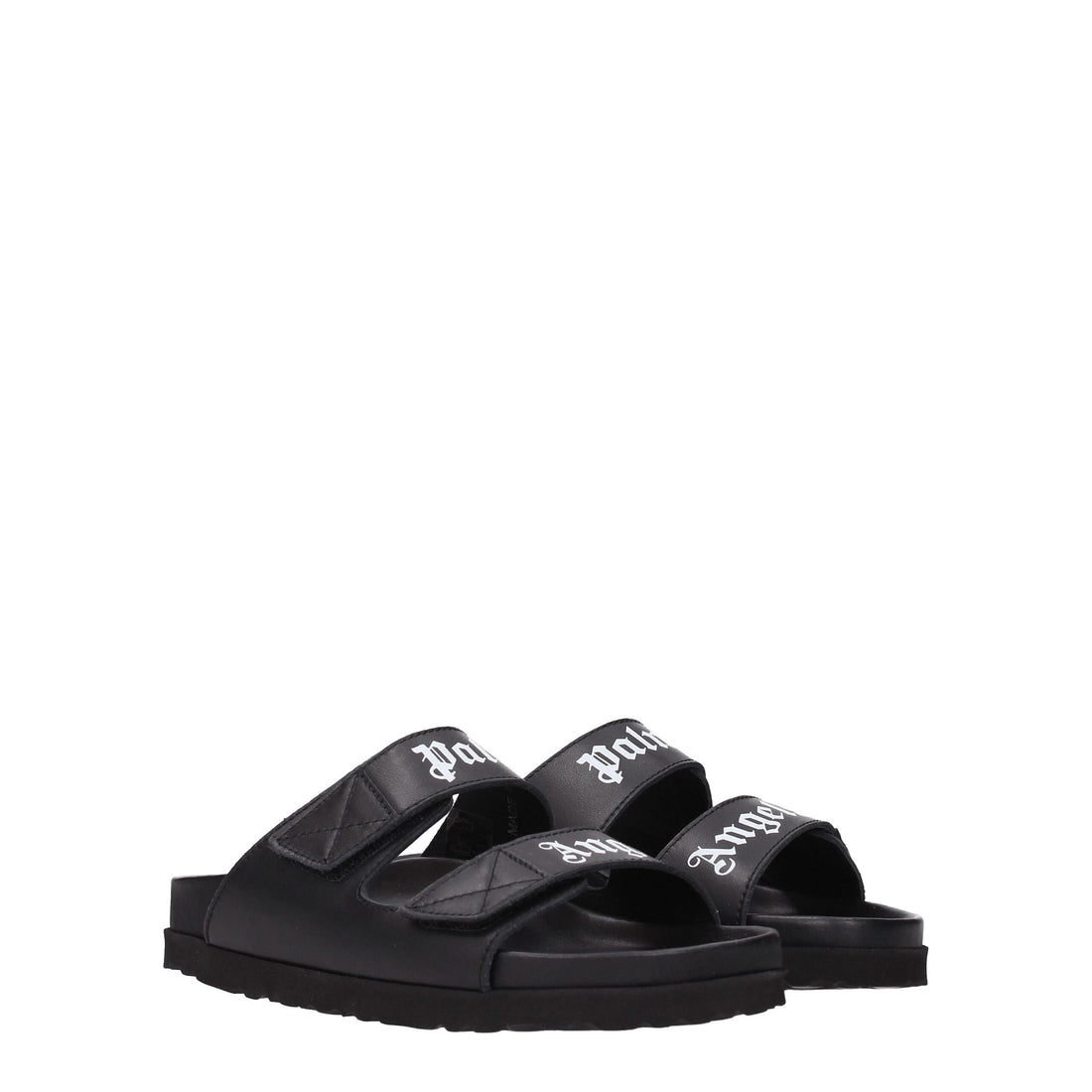 Palm Angels Black Leather Slippers