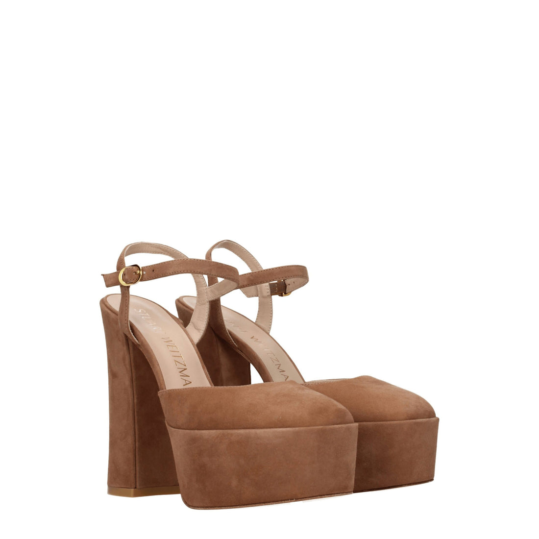 Stuart Weitzman Beige Leather Platform Sandals
