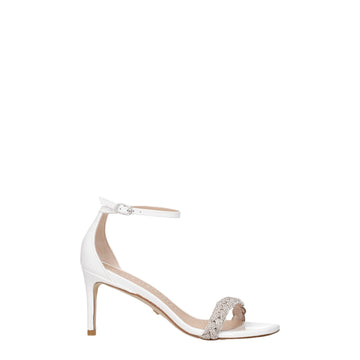 Stuart Weitzman White Leather Stiletto Heel Sandals
