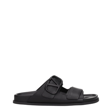 Valentino Garavani Black Leather Slippers