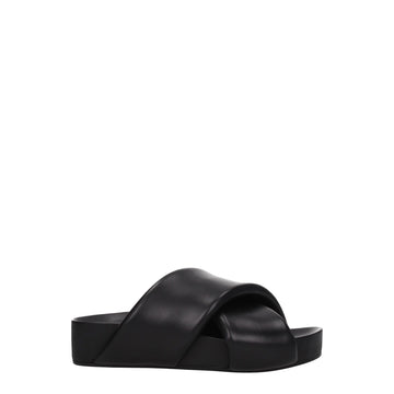 Jil Sander Black Leather Slippers