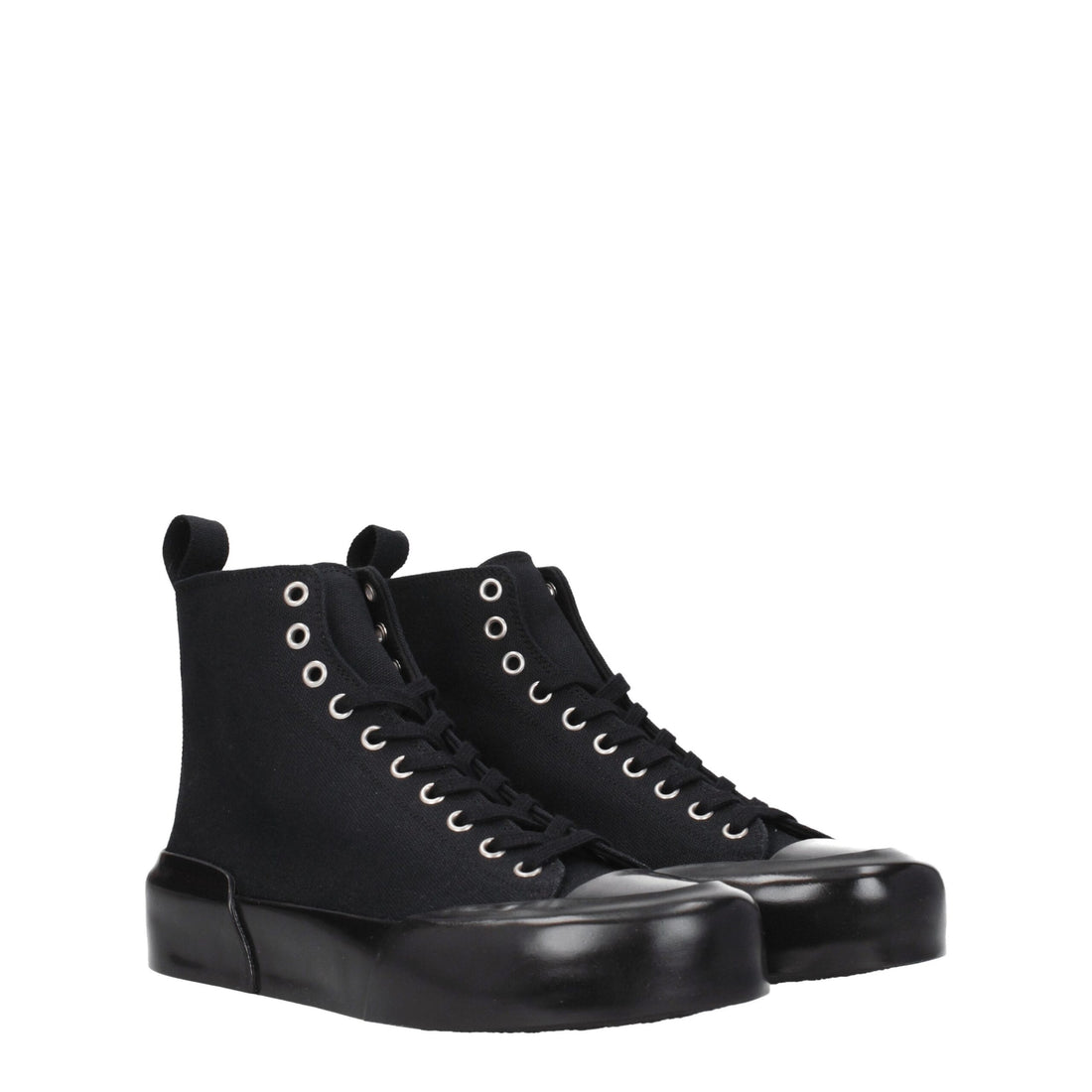 Jil Sander Black Fabric High Top Sneakers