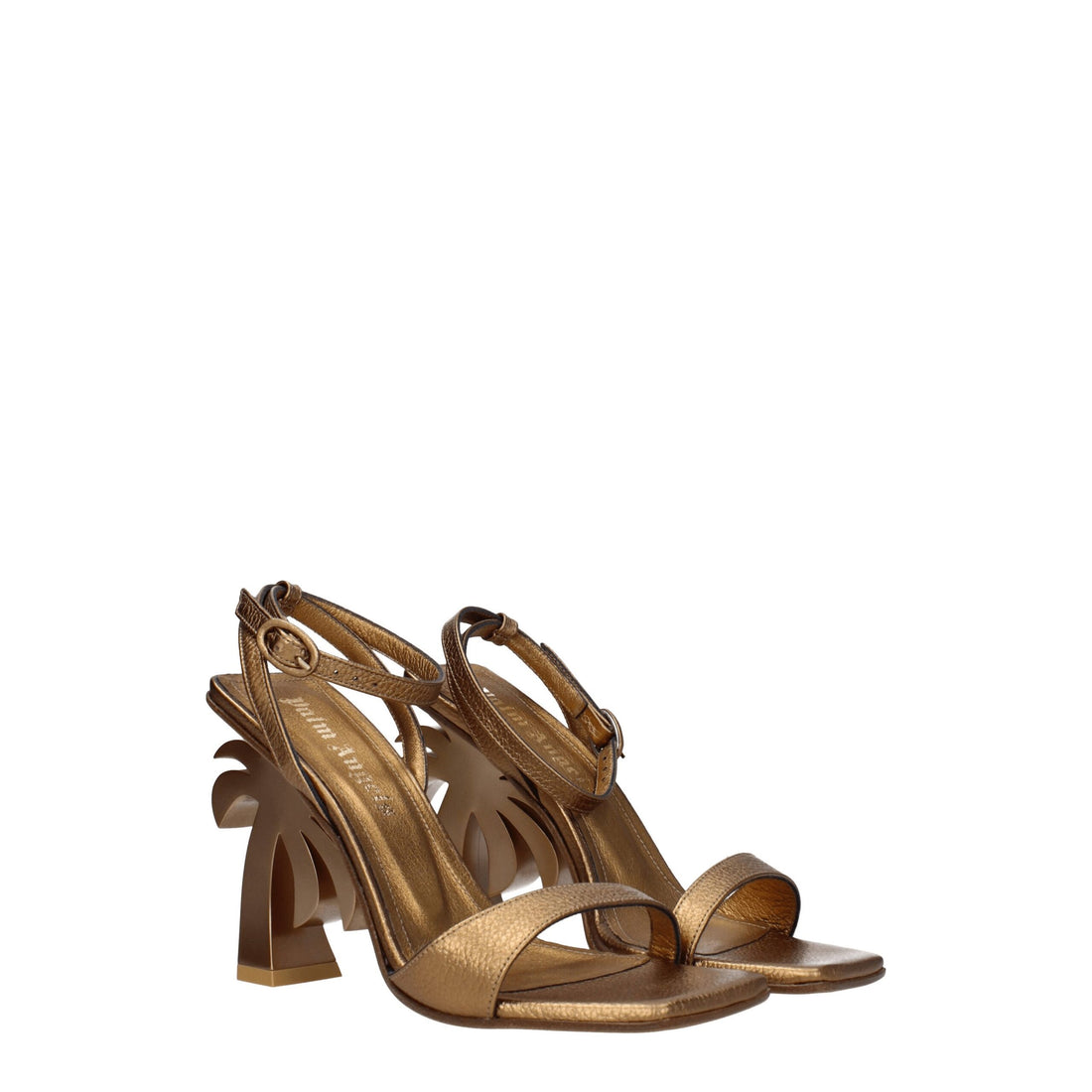 Palm Angels Gold Leather Platform Sandals