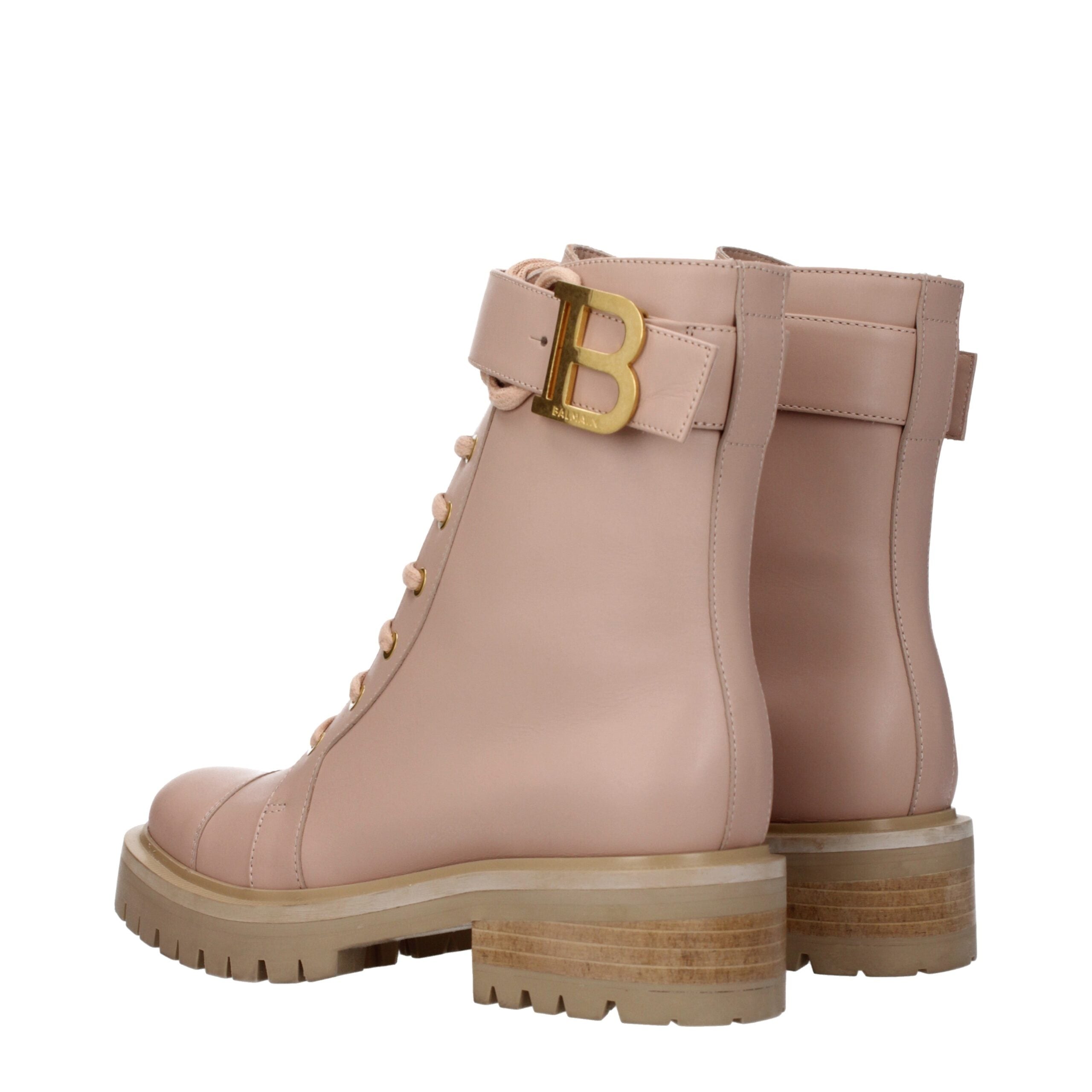 Balmain Beige Leather Ankle Boots