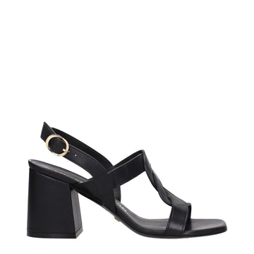 Stuart Weitzman Black Leather Platform Sandals