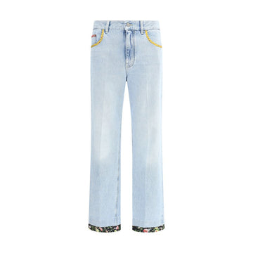 Valentino Light Blue Cotton Straight-Leg Jeans