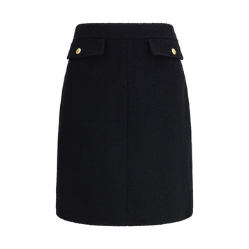 Chloé Black Wool Midi Skirt