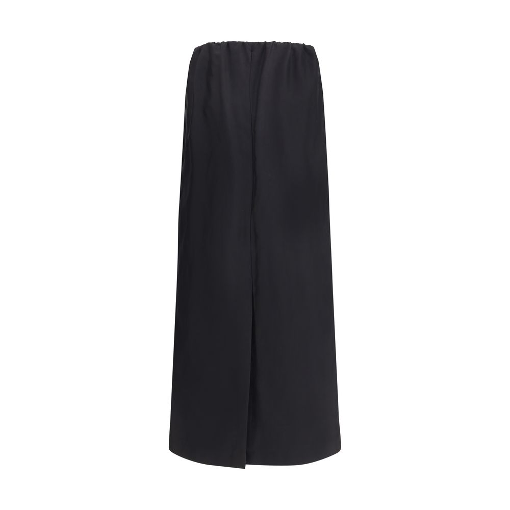 The Row Black Cotton Midi Skirt